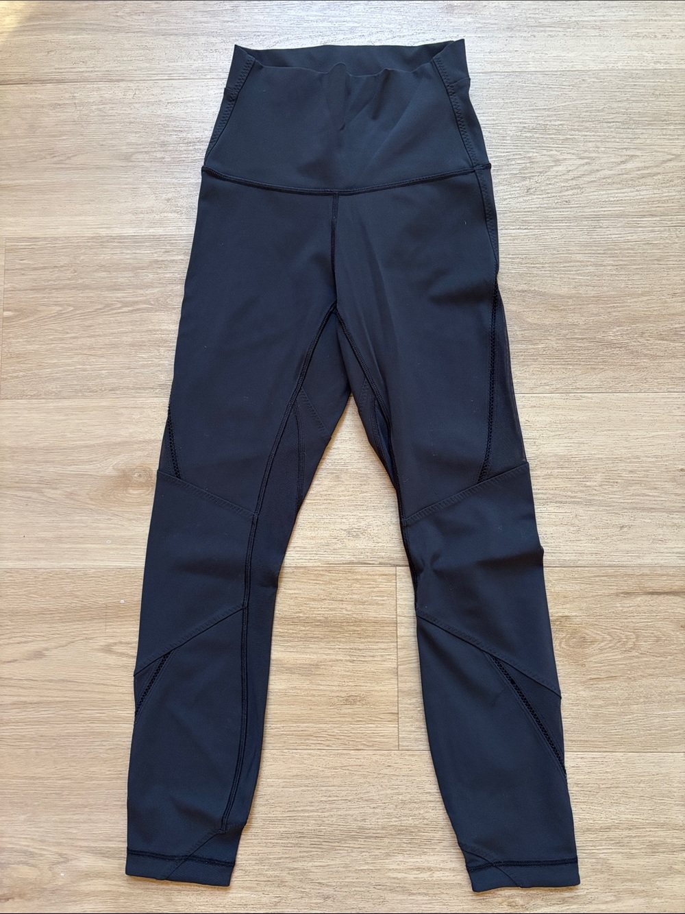 High-Waist Black Wanderlust Leggings with mesh detailing
